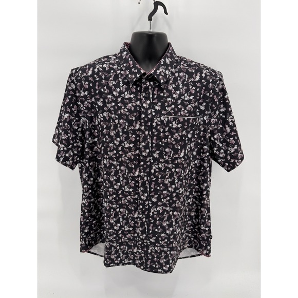 7DIAMONDS "Give Me Love" Mens XL Short Sleeve 4 Way Stretch Shirt Black - Picture 2 of 5